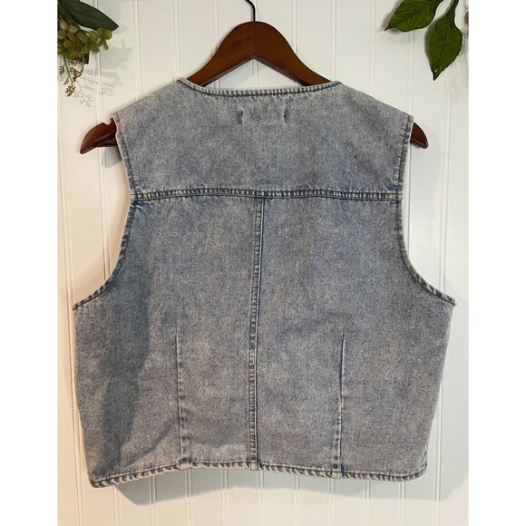 Cavalini Denim Collection Womens Medium Wash Sleeveless Vest With Button - Picture 6 of 8